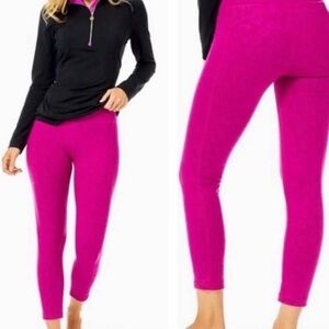 Lilly Pulitzer Weekender High Rise Midi Leggings Bordeaux Berry Pink Women XXS